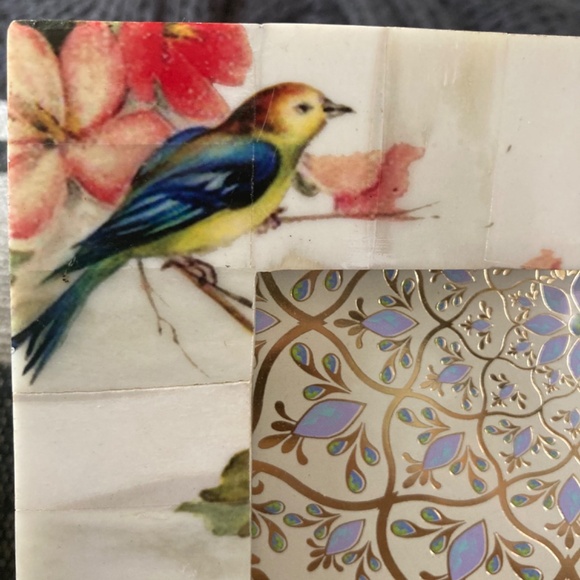 Handcrafted Picture Frame Bird & Flower Mosaic Design 5x7 NEW - Picture 2 of 2